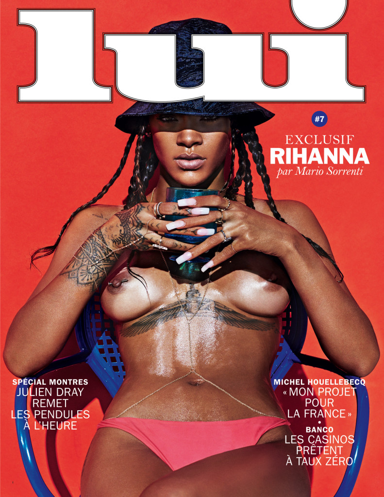 Rihanna seins nus en couverture de Lui par Mario Sorrenti